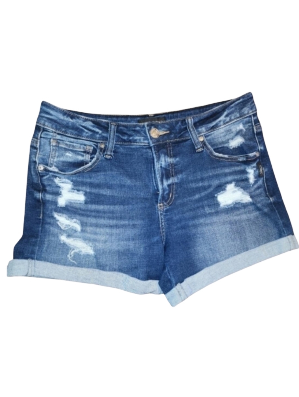 Silver Jeans Co. Boyfriend Mid Rise Distressed Cuffed Jean Shorts Size 28 Euc